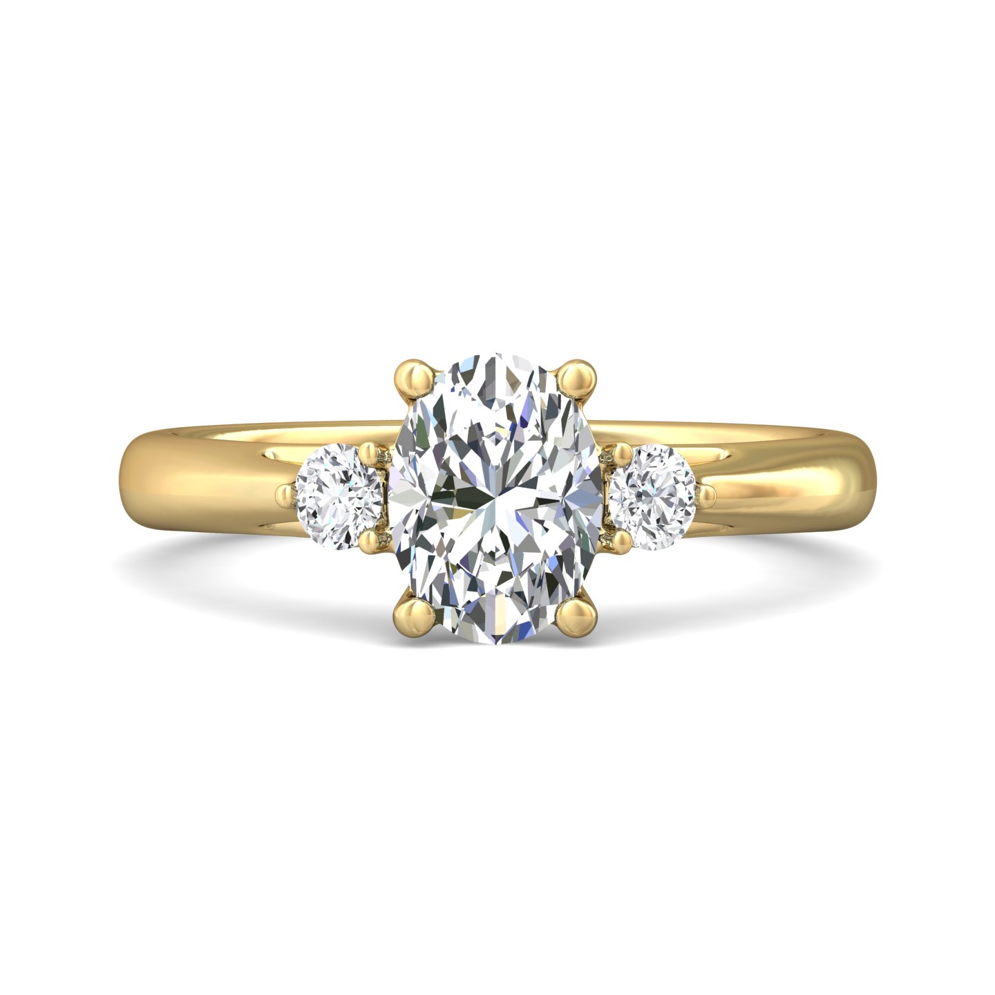 14K Yellow Gold Oval Diamond Engagement Ring