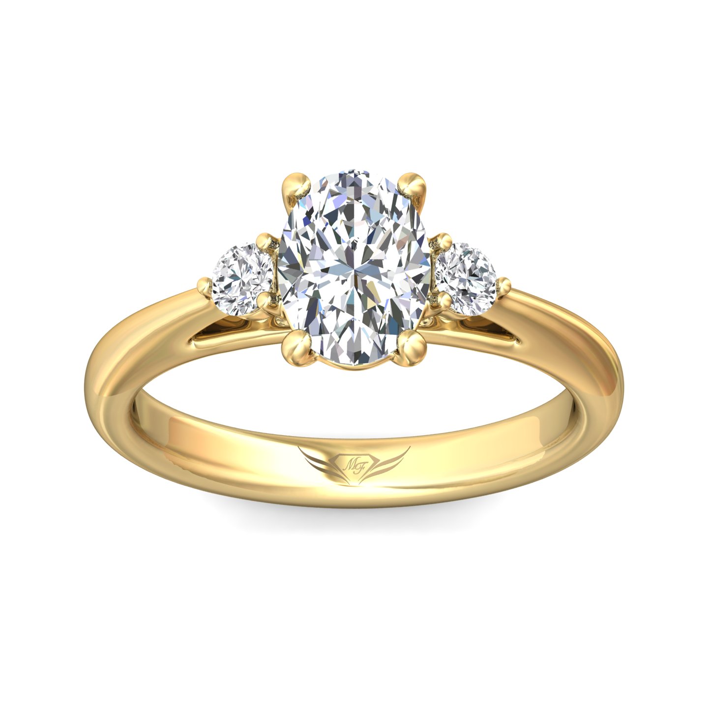14K Yellow Gold Oval Diamond Engagement Ring