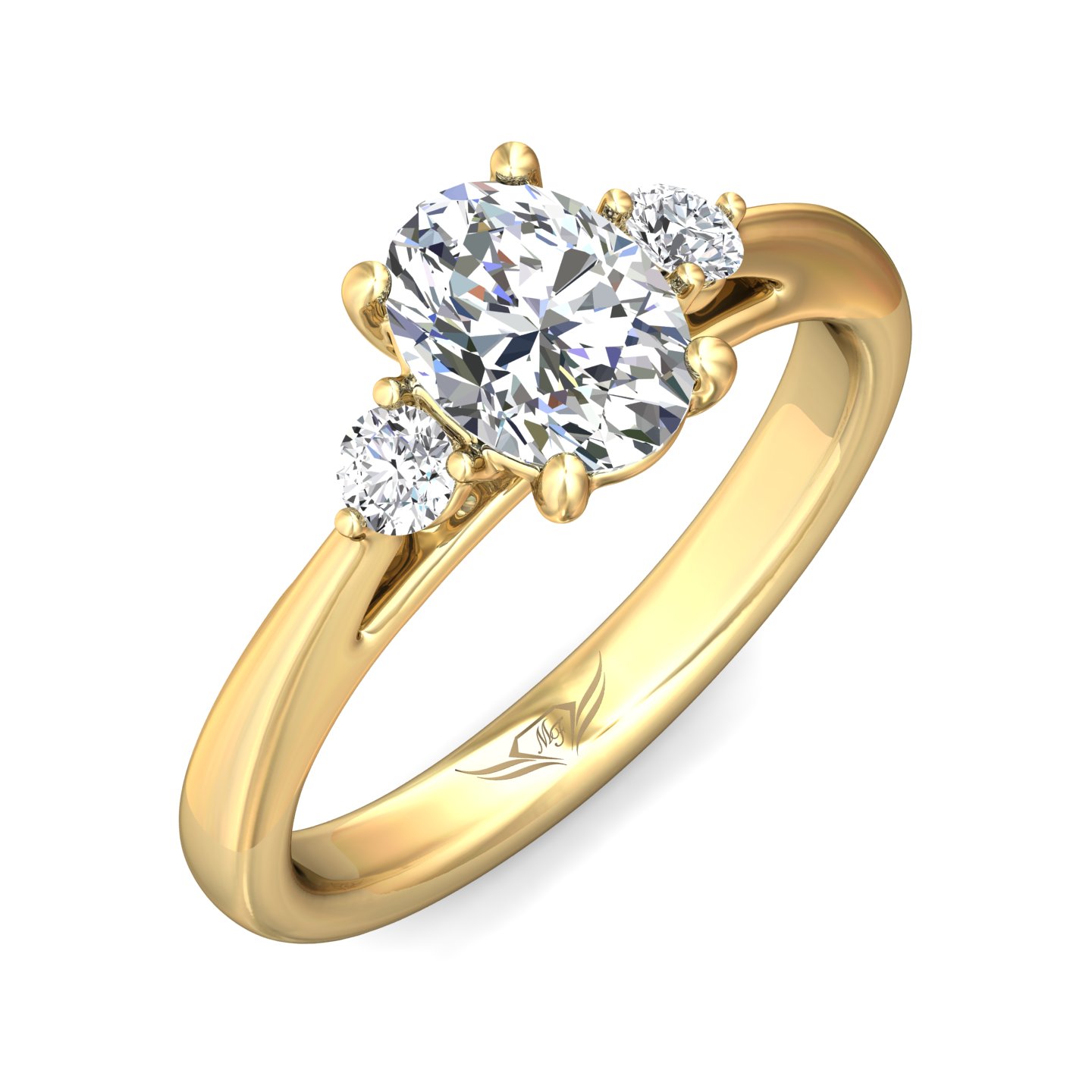 14K Yellow Gold Oval Diamond Engagement Ring