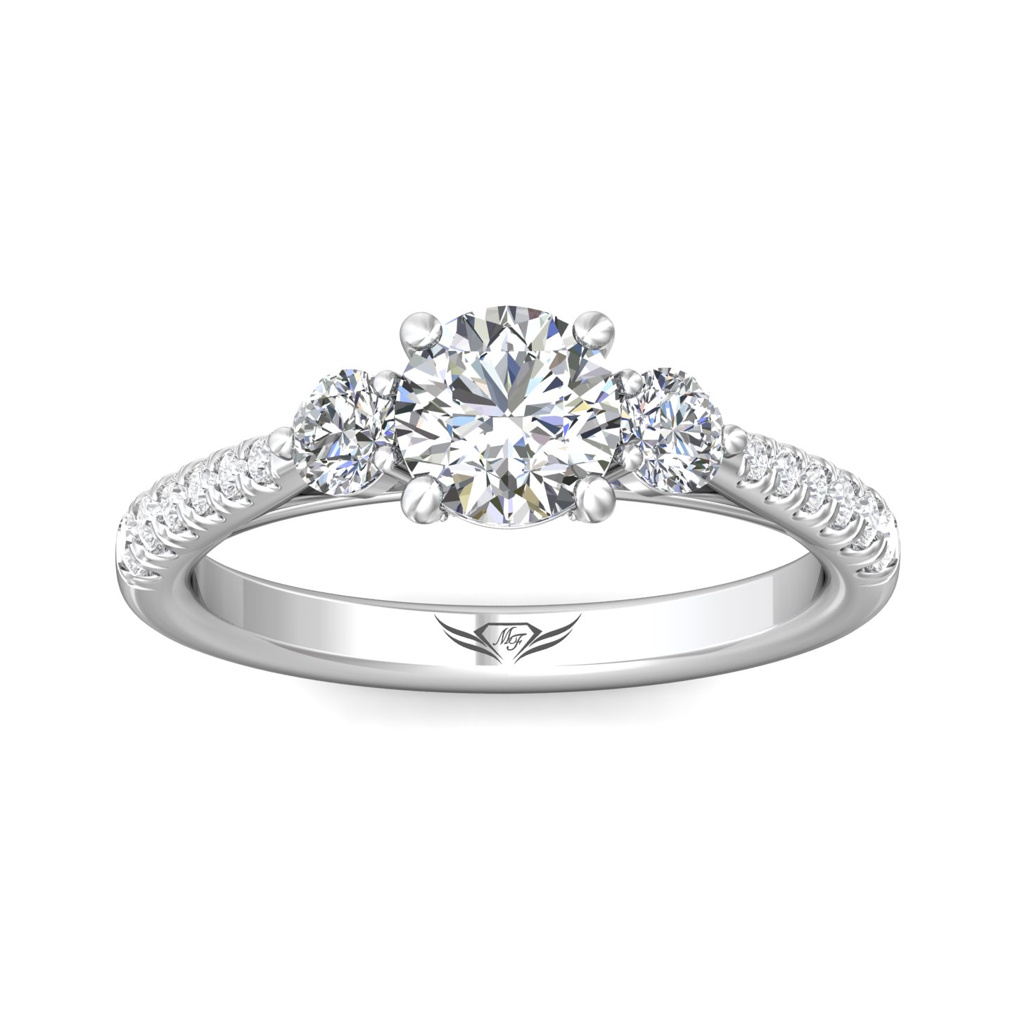 14K White Gold Round Diamond Engagement Ring
