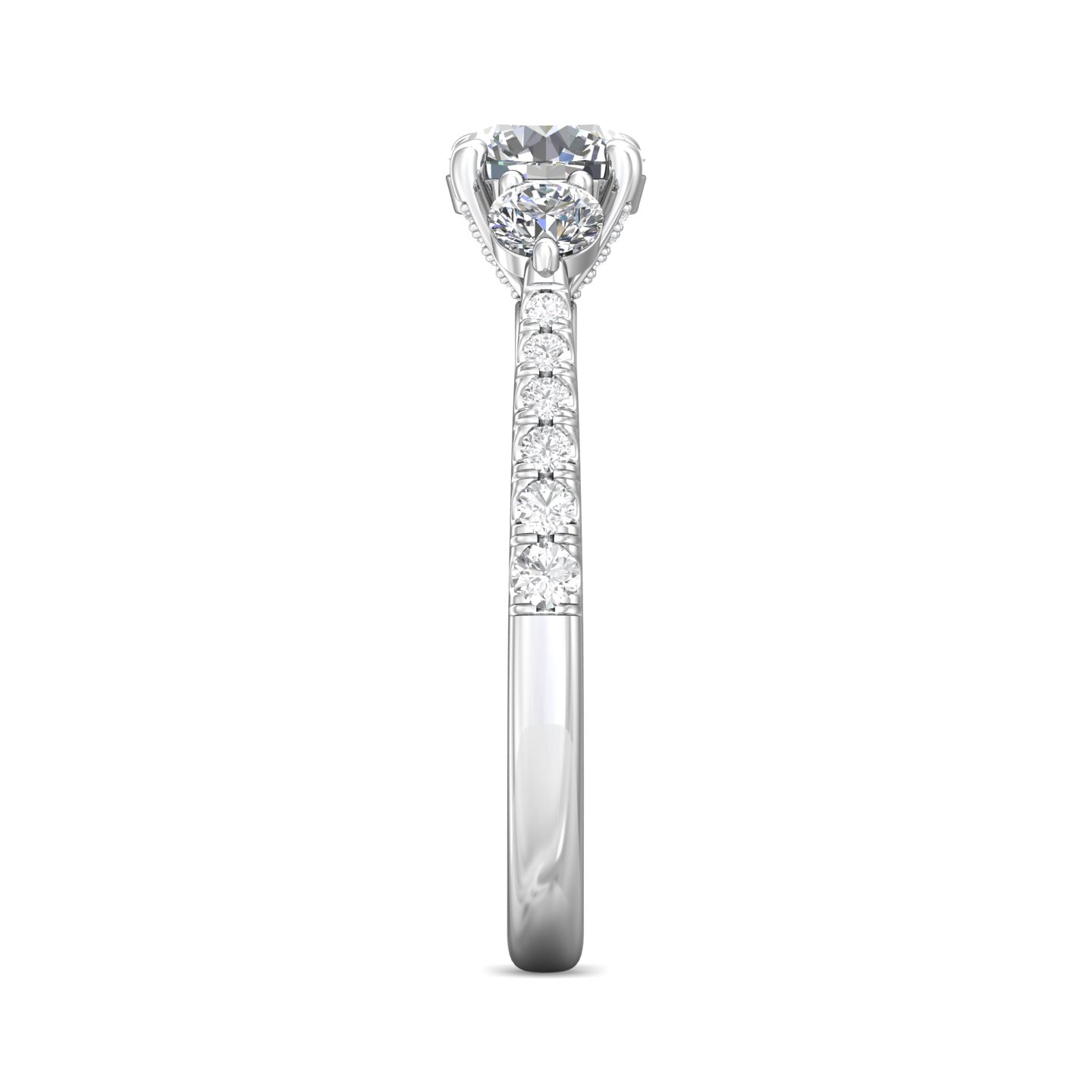 14K White Gold Round Diamond Engagement Ring