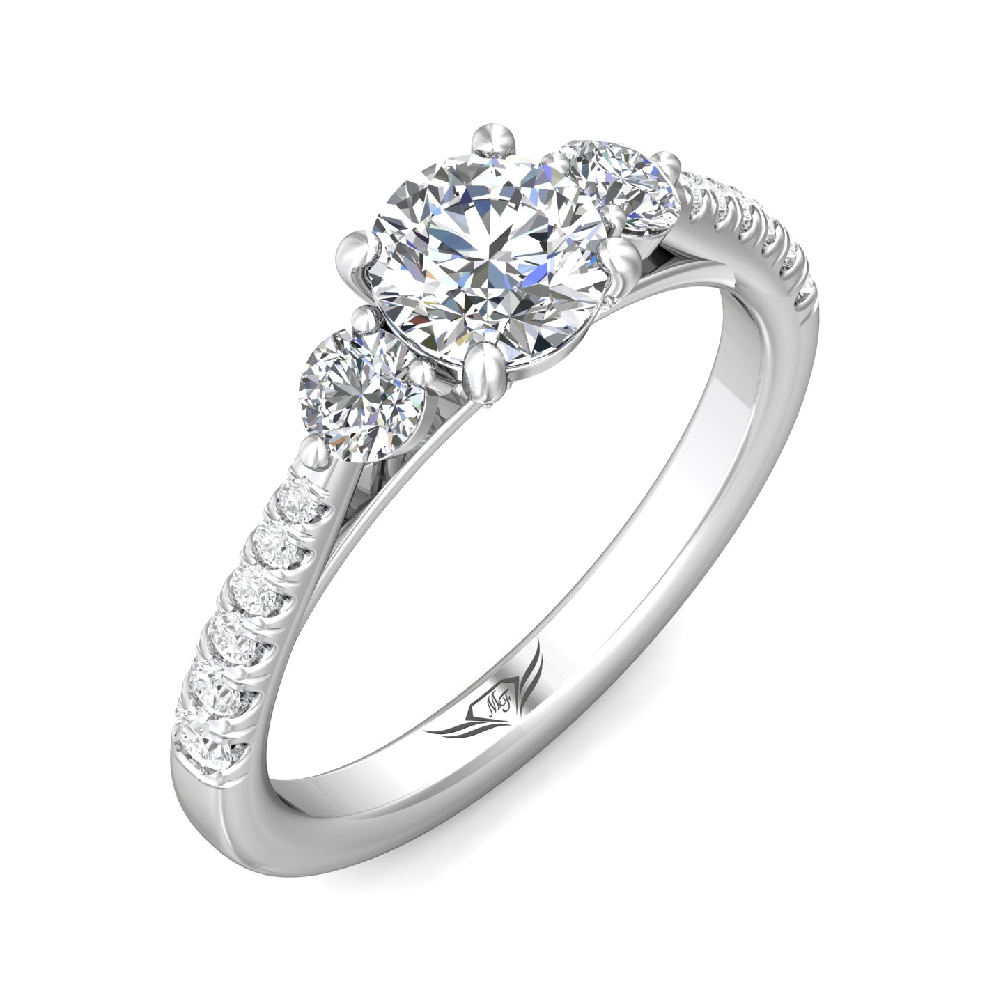 14K White Gold Round Diamond Engagement Ring