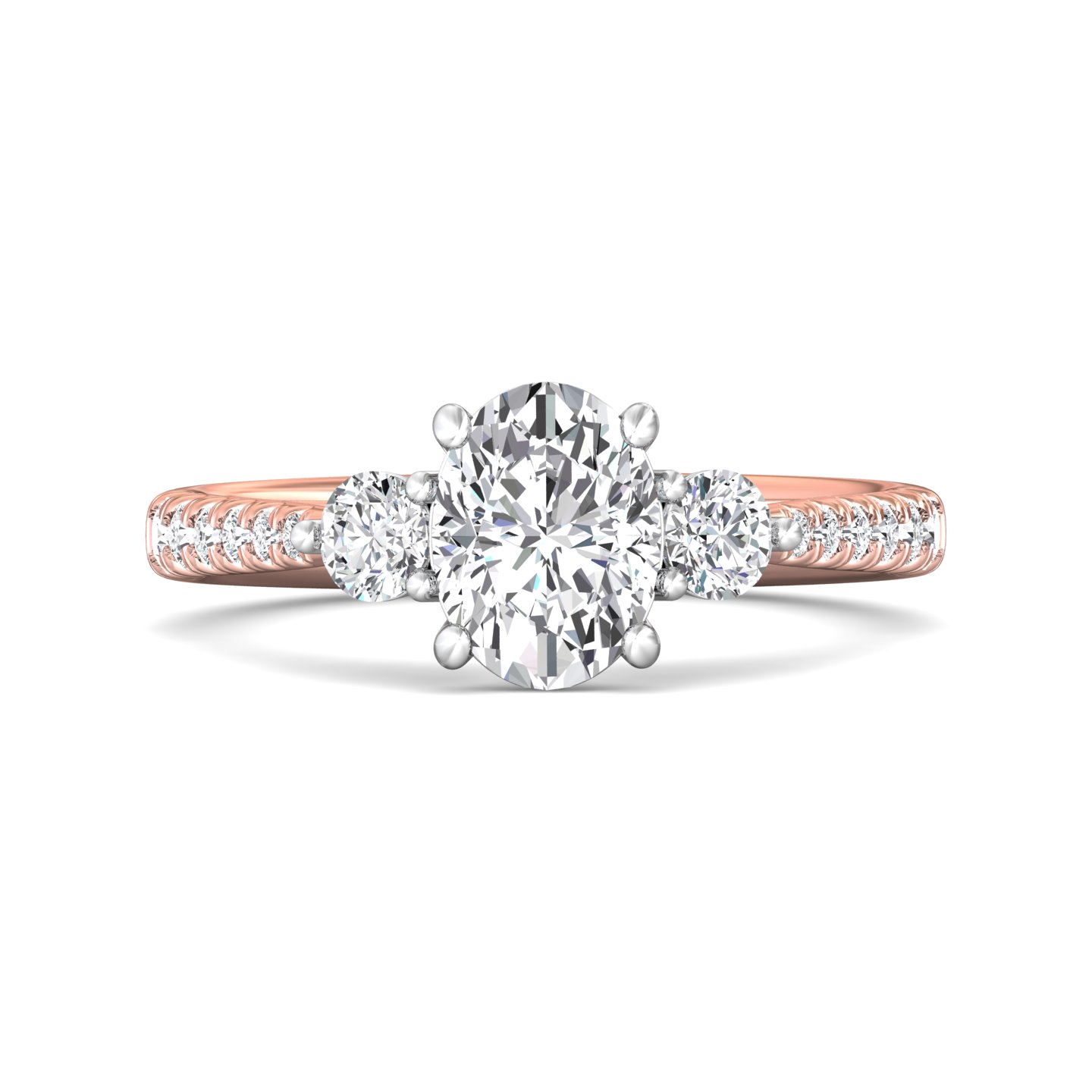 14K Rose and White Gold Oval Diamond Engagement Ring