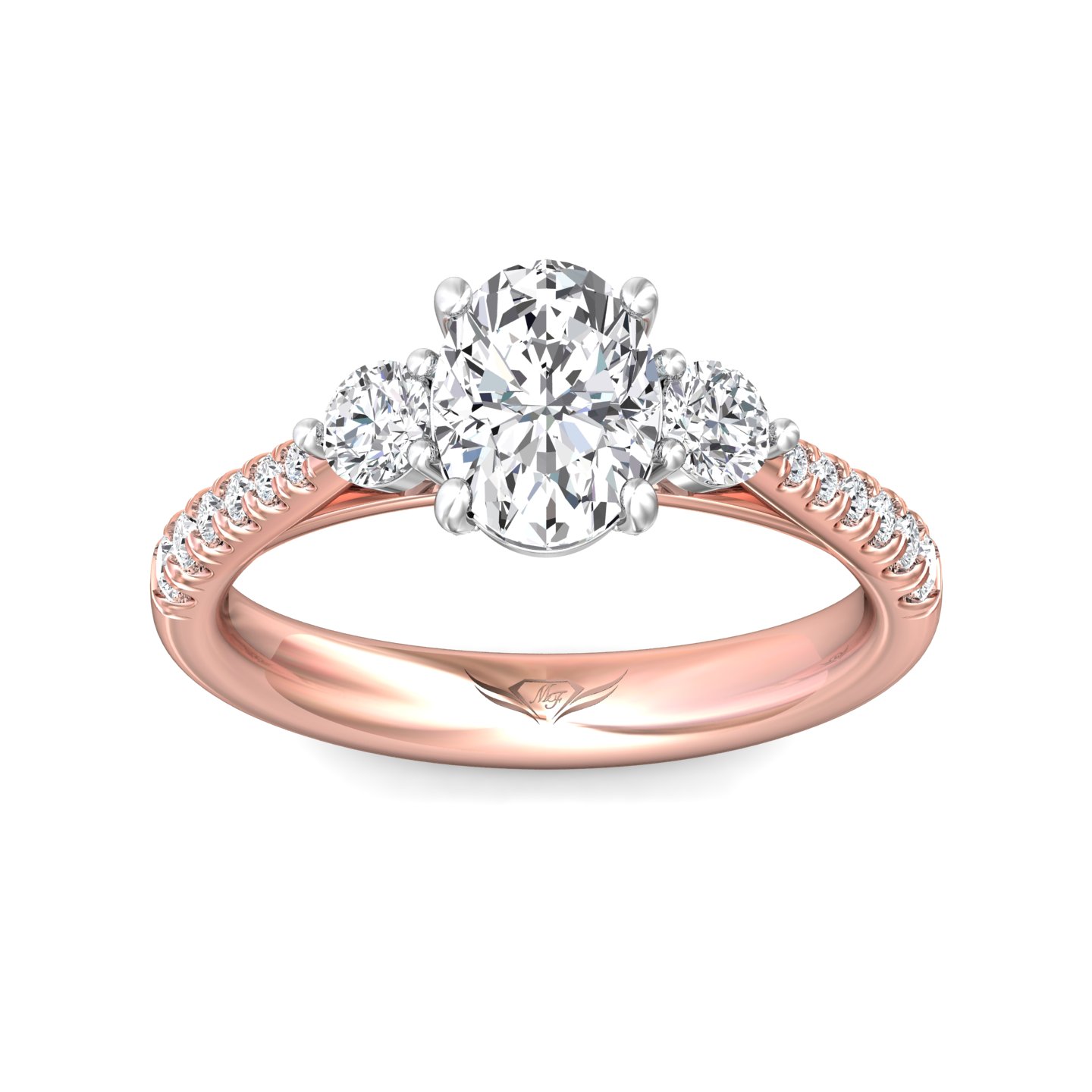 14K Rose and White Gold Oval Diamond Engagement Ring