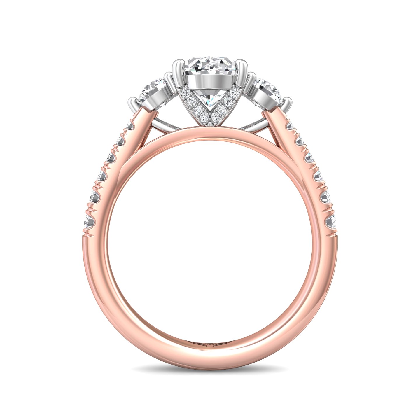 14K Rose and White Gold Oval Diamond Engagement Ring