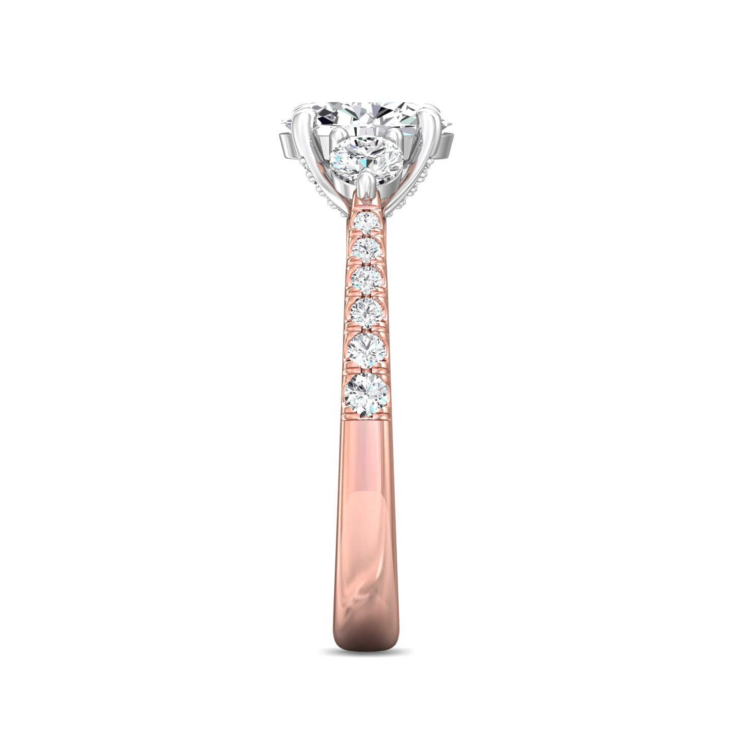 14K Rose and White Gold Oval Diamond Engagement Ring