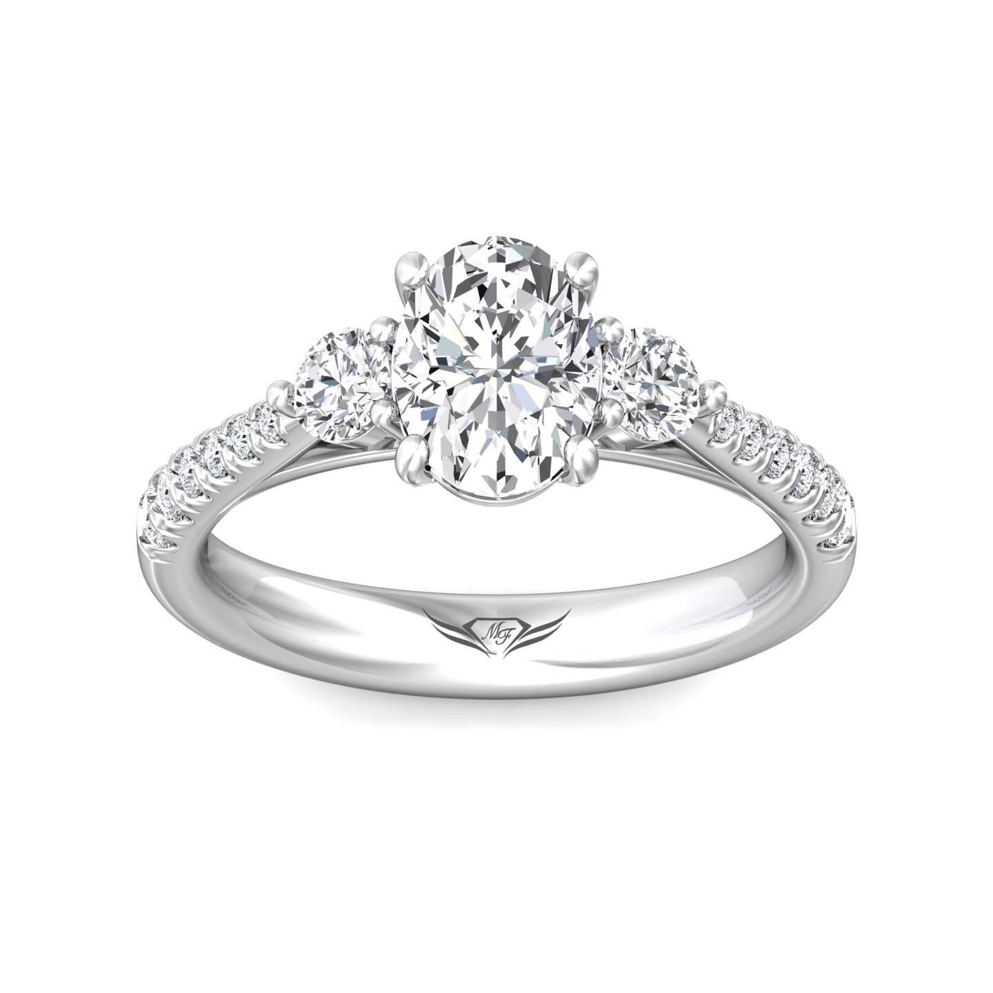14K White Gold Oval Diamond Engagement Ring