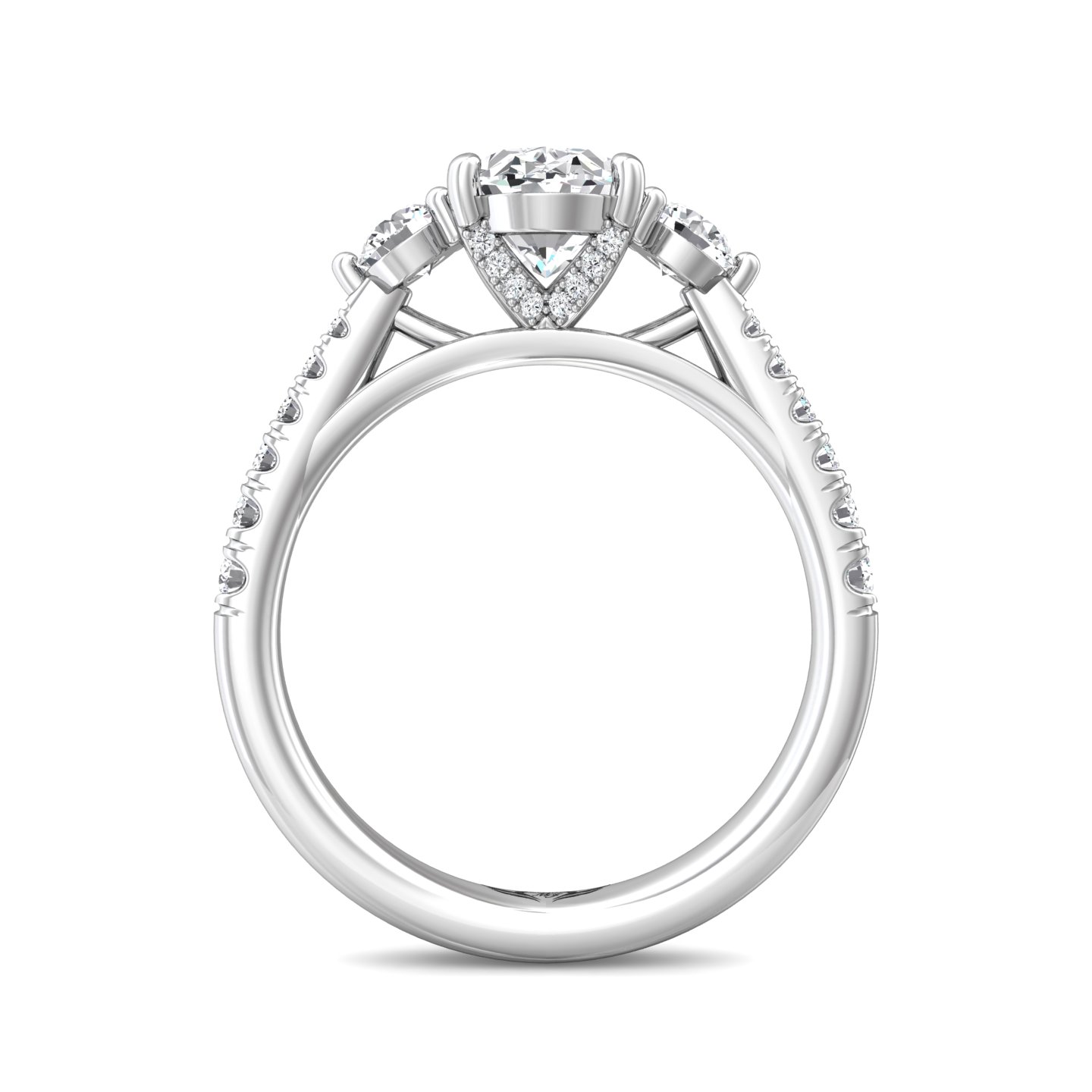 14K White Gold Oval Diamond Engagement Ring