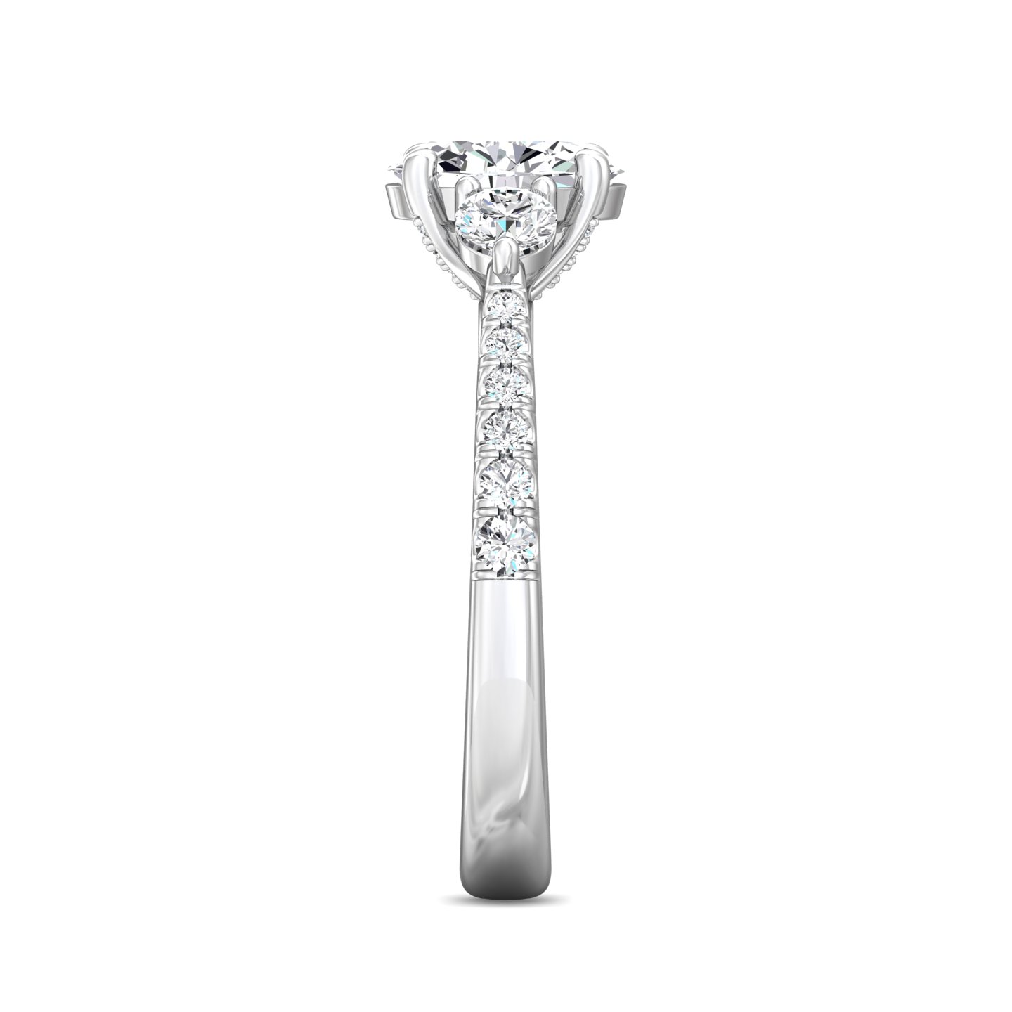 14K White Gold Oval Diamond Engagement Ring