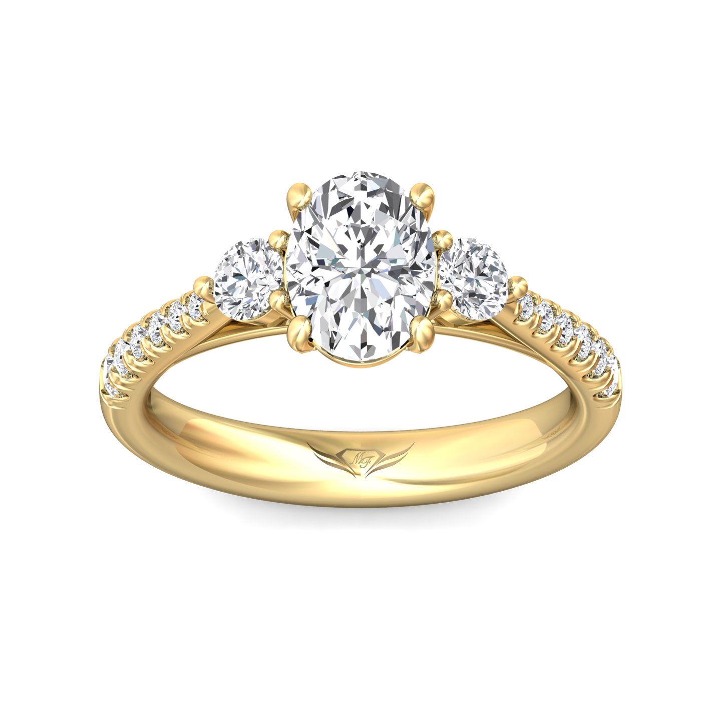 18K Yellow Gold Oval Diamond Engagement Ring