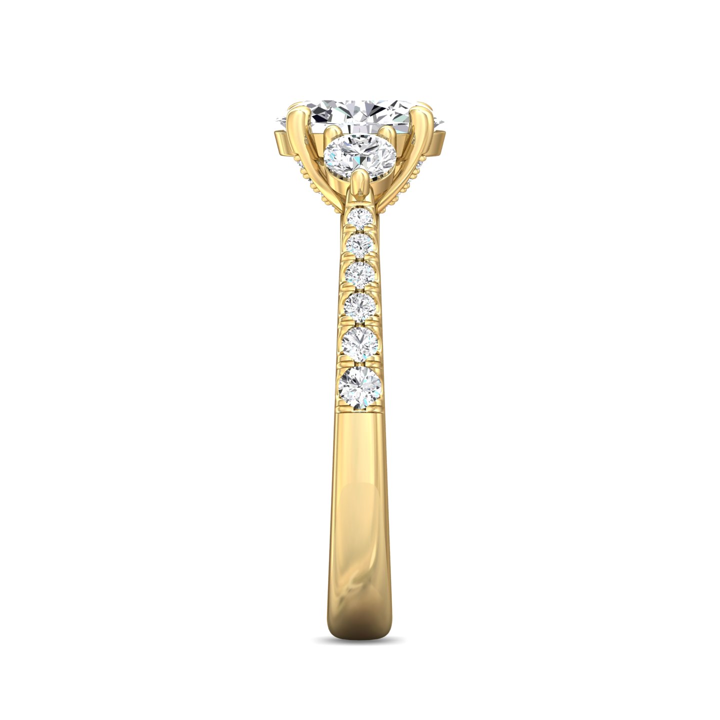 18K Yellow Gold Oval Diamond Engagement Ring