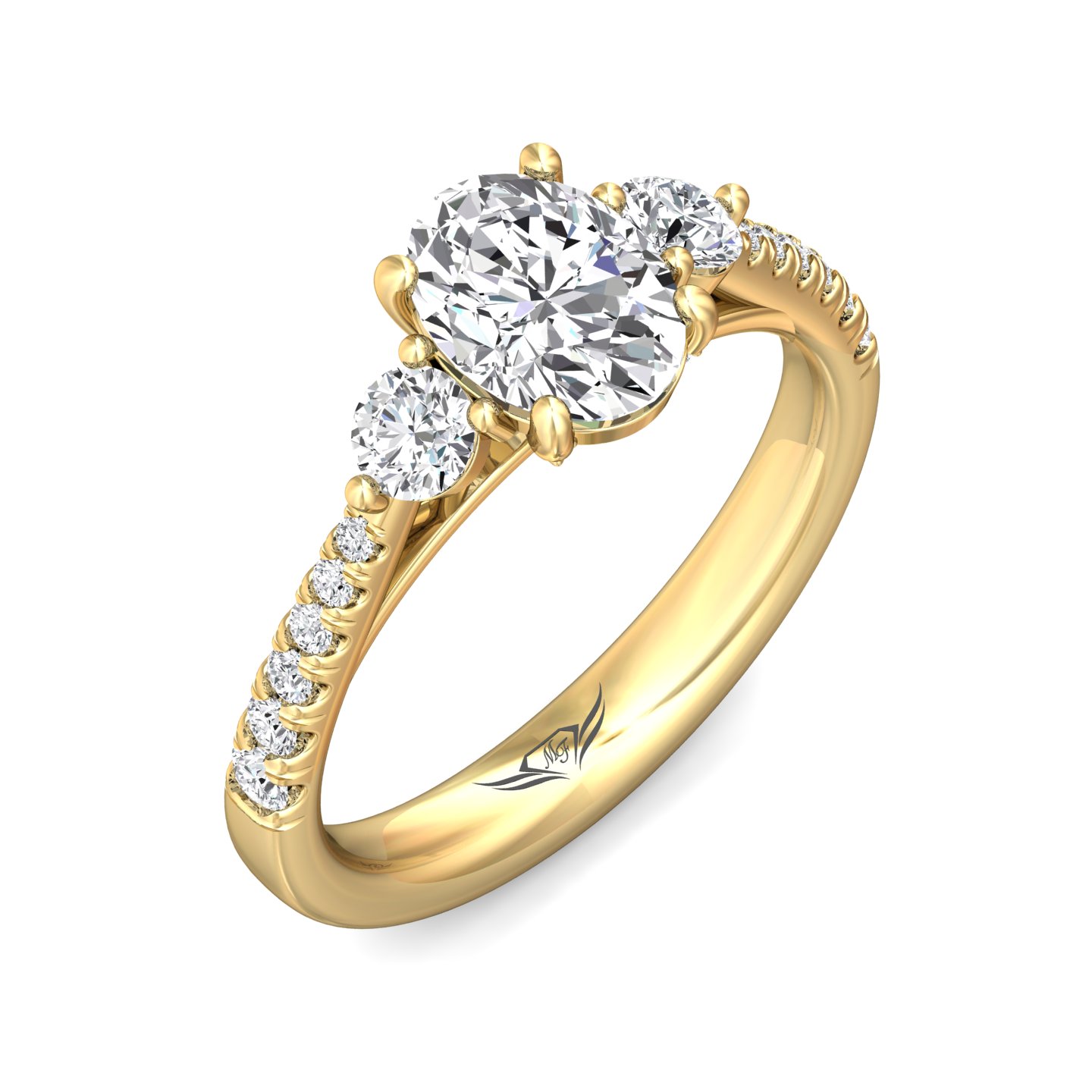 18K Yellow Gold Oval Diamond Engagement Ring