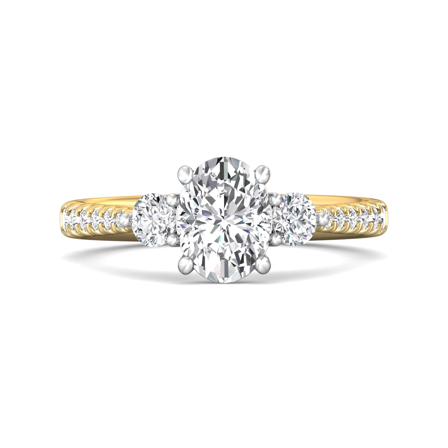 18K White and Yellow Gold Oval Diamond Engagement Ring