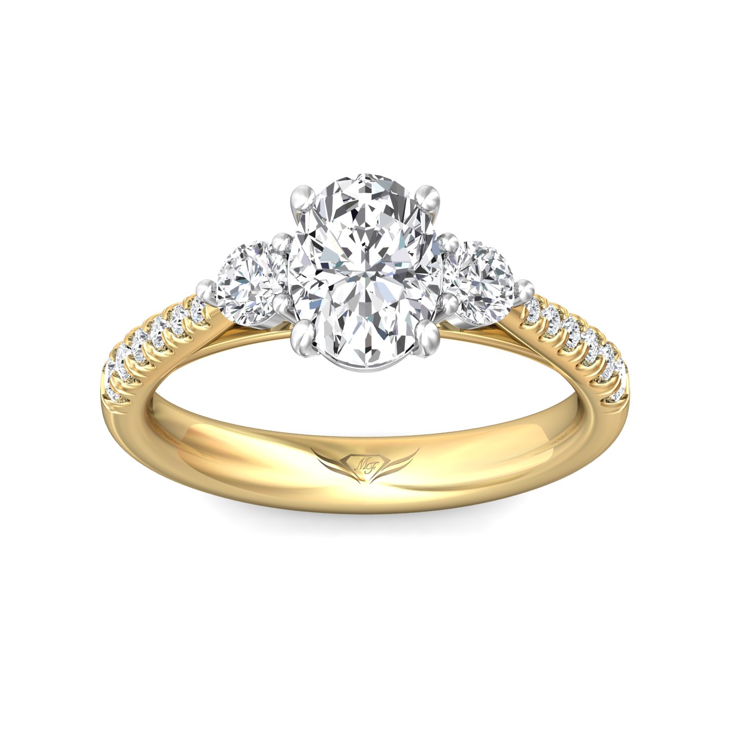 14K Yellow and White Gold Oval Diamond Engagement Ring