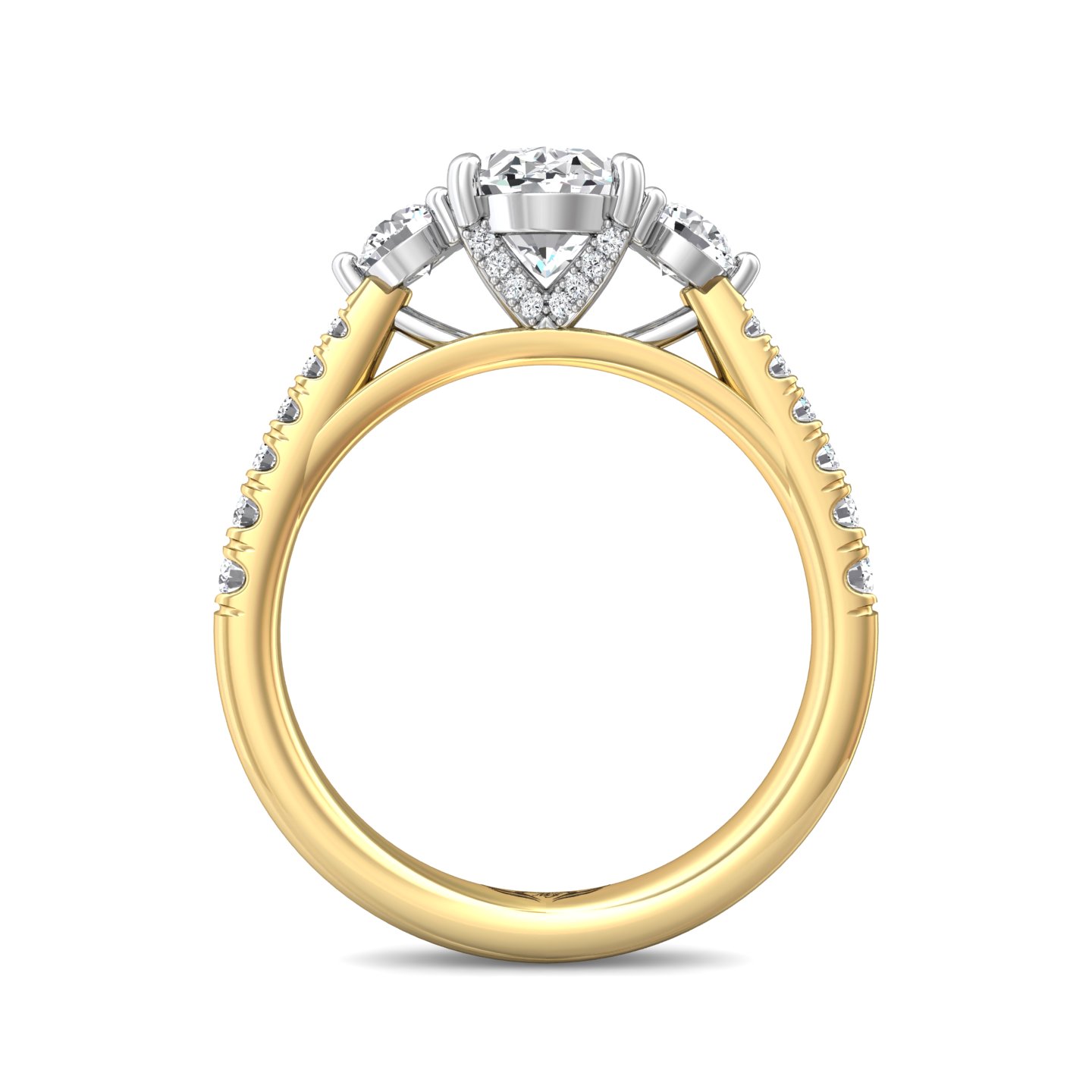 14K Yellow and White Gold Oval Diamond Engagement Ring