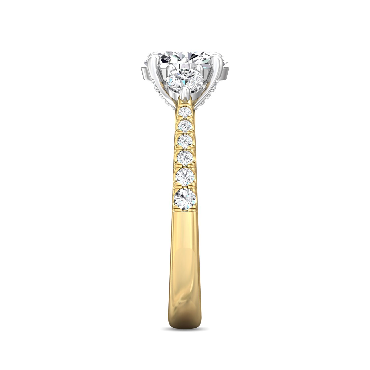 14K Yellow and White Gold Oval Diamond Engagement Ring