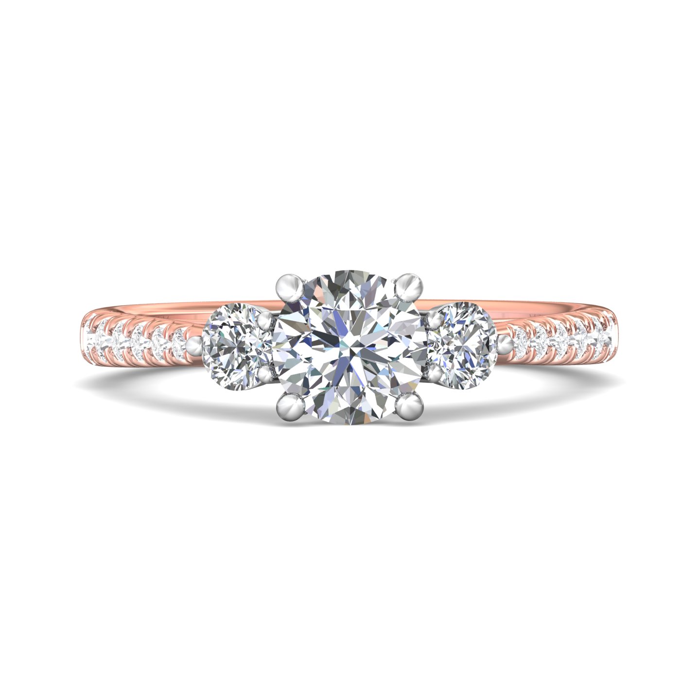 14K Rose and White Gold Round Diamond Engagement Ring