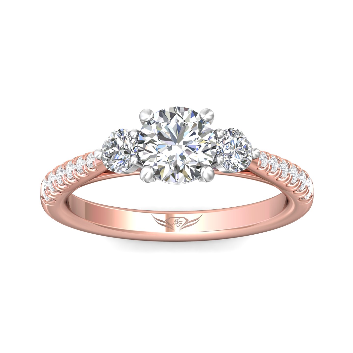 14K Rose and White Gold Round Diamond Engagement Ring