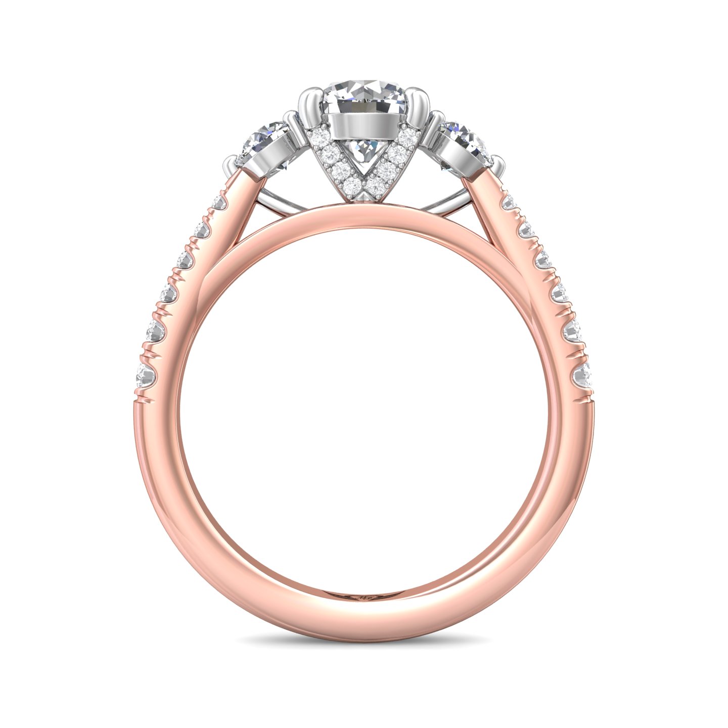 14K Rose and White Gold Round Diamond Engagement Ring