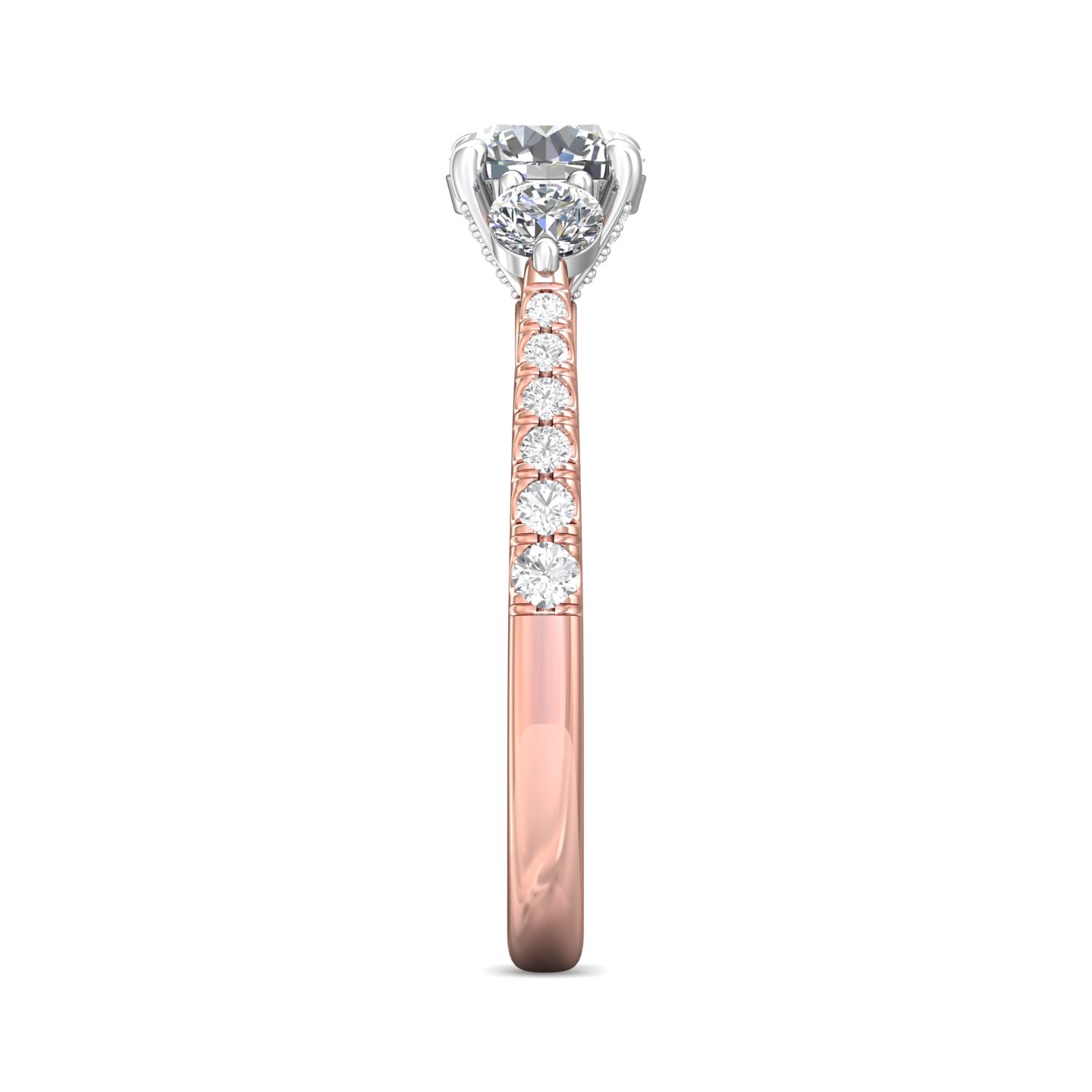 14K Rose and White Gold Round Diamond Engagement Ring