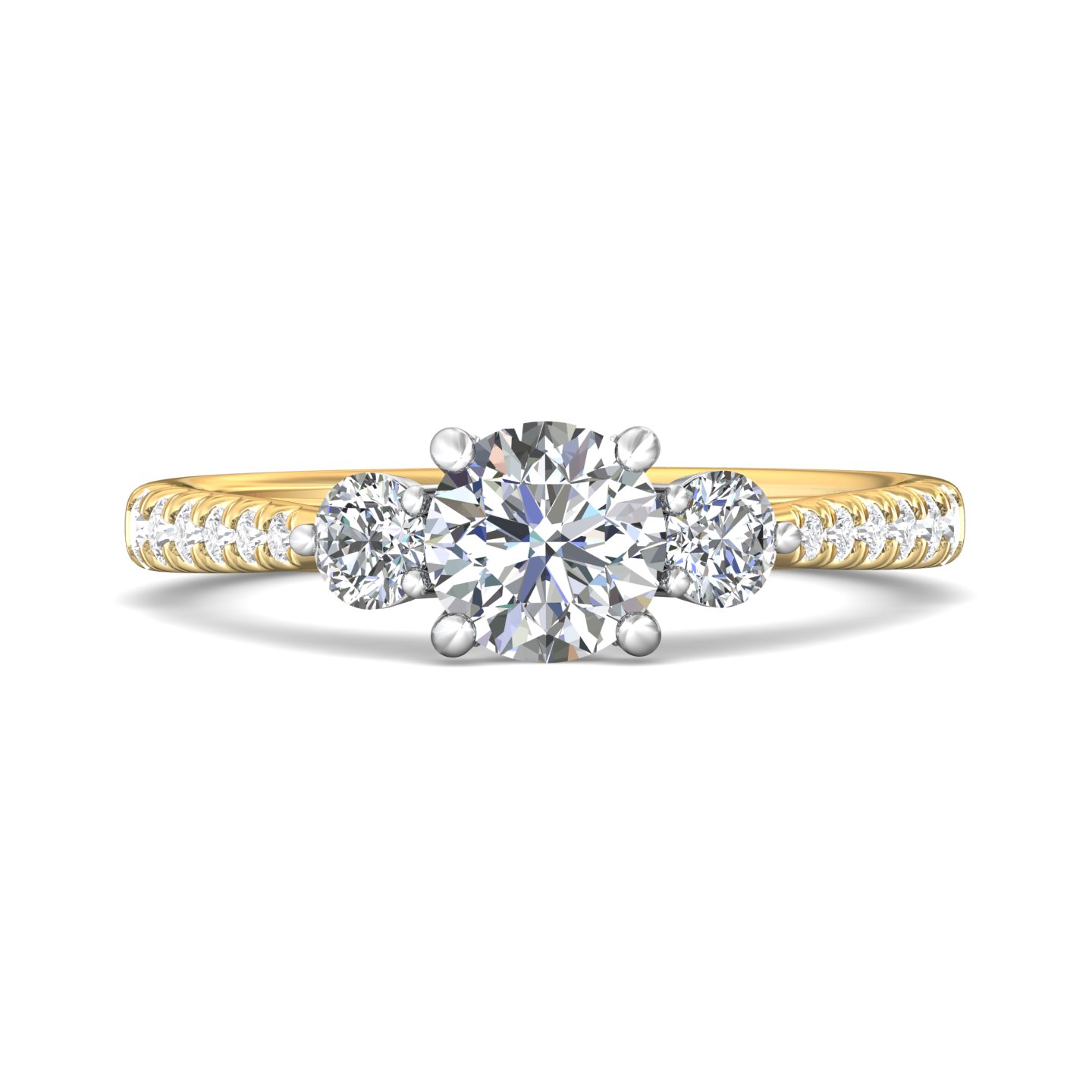 14K Yellow and White Gold Round Diamond Engagement Ring