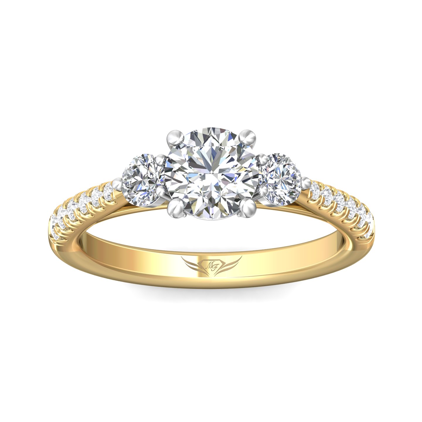 14K Yellow and White Gold Round Diamond Engagement Ring