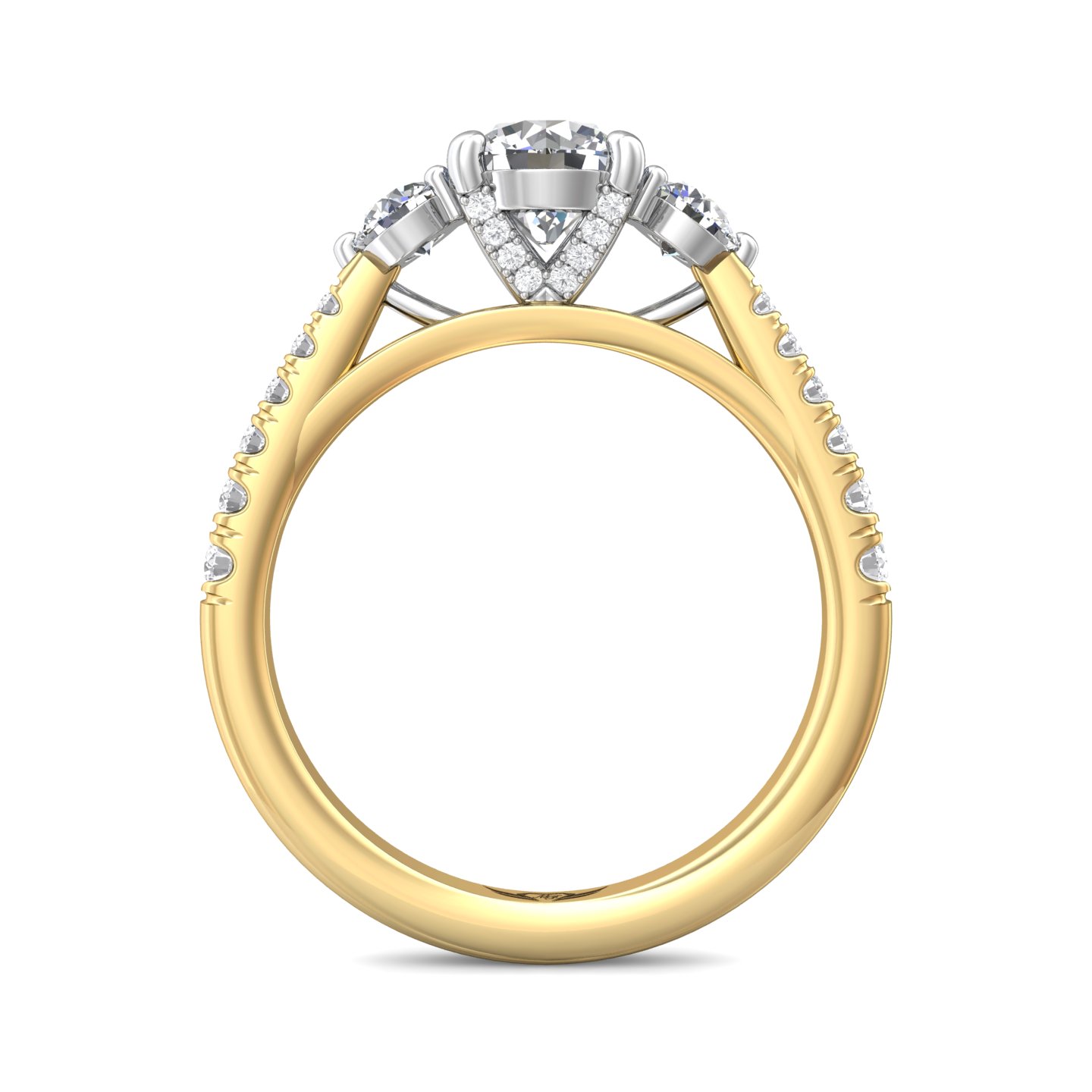 14K Yellow and White Gold Round Diamond Engagement Ring