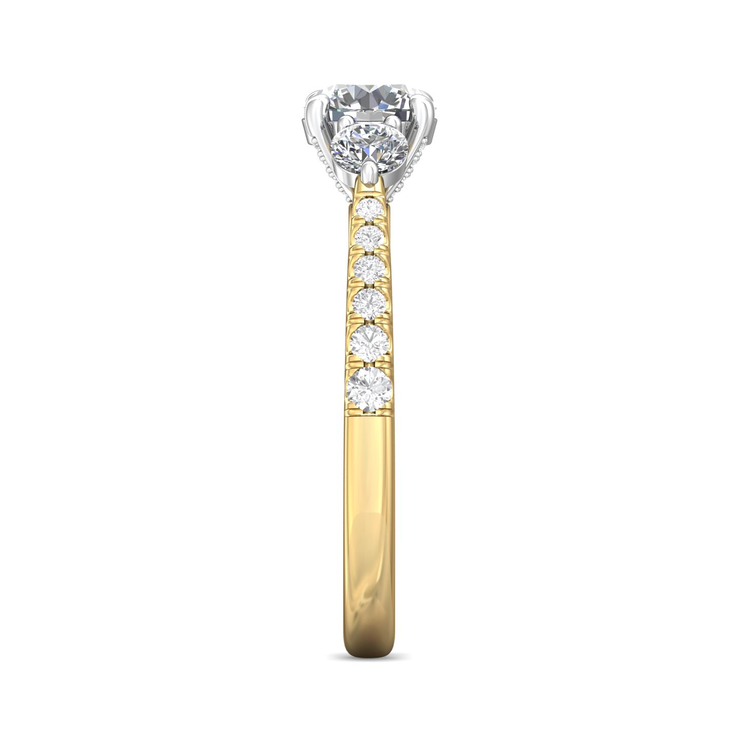 14K Yellow and White Gold Round Diamond Engagement Ring