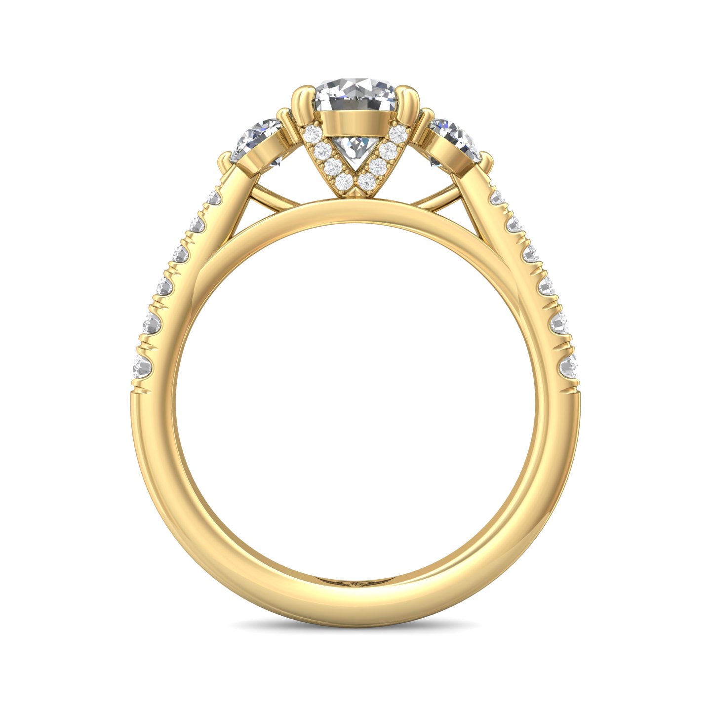 14K Yellow Gold Round Diamond Engagement Ring