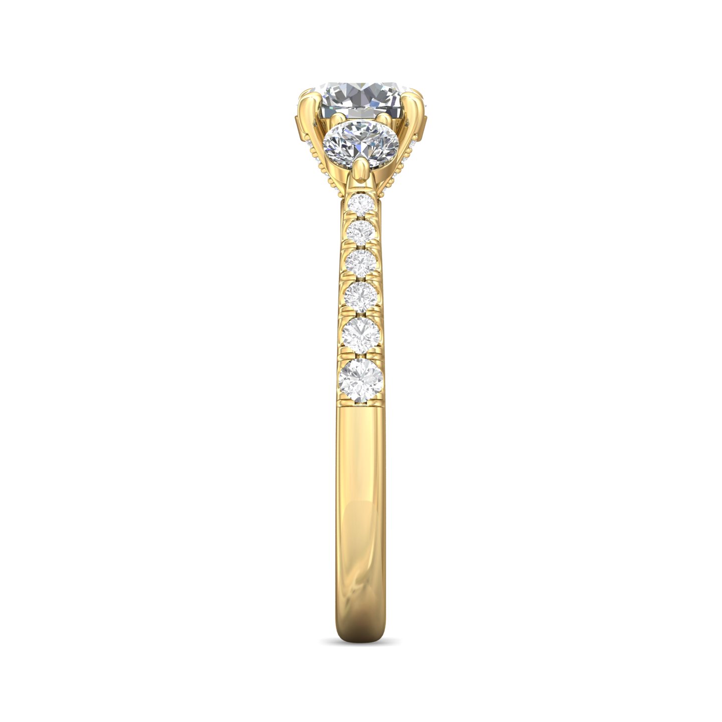 14K Yellow Gold Round Diamond Engagement Ring