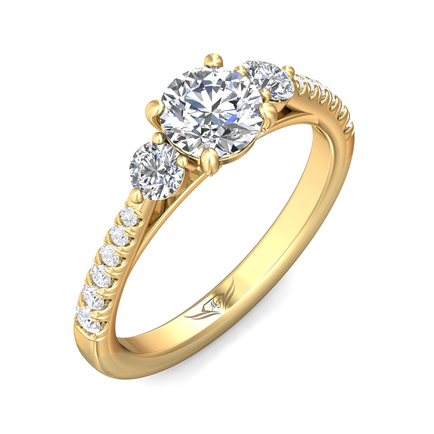 14K Yellow Gold Round Diamond Engagement Ring