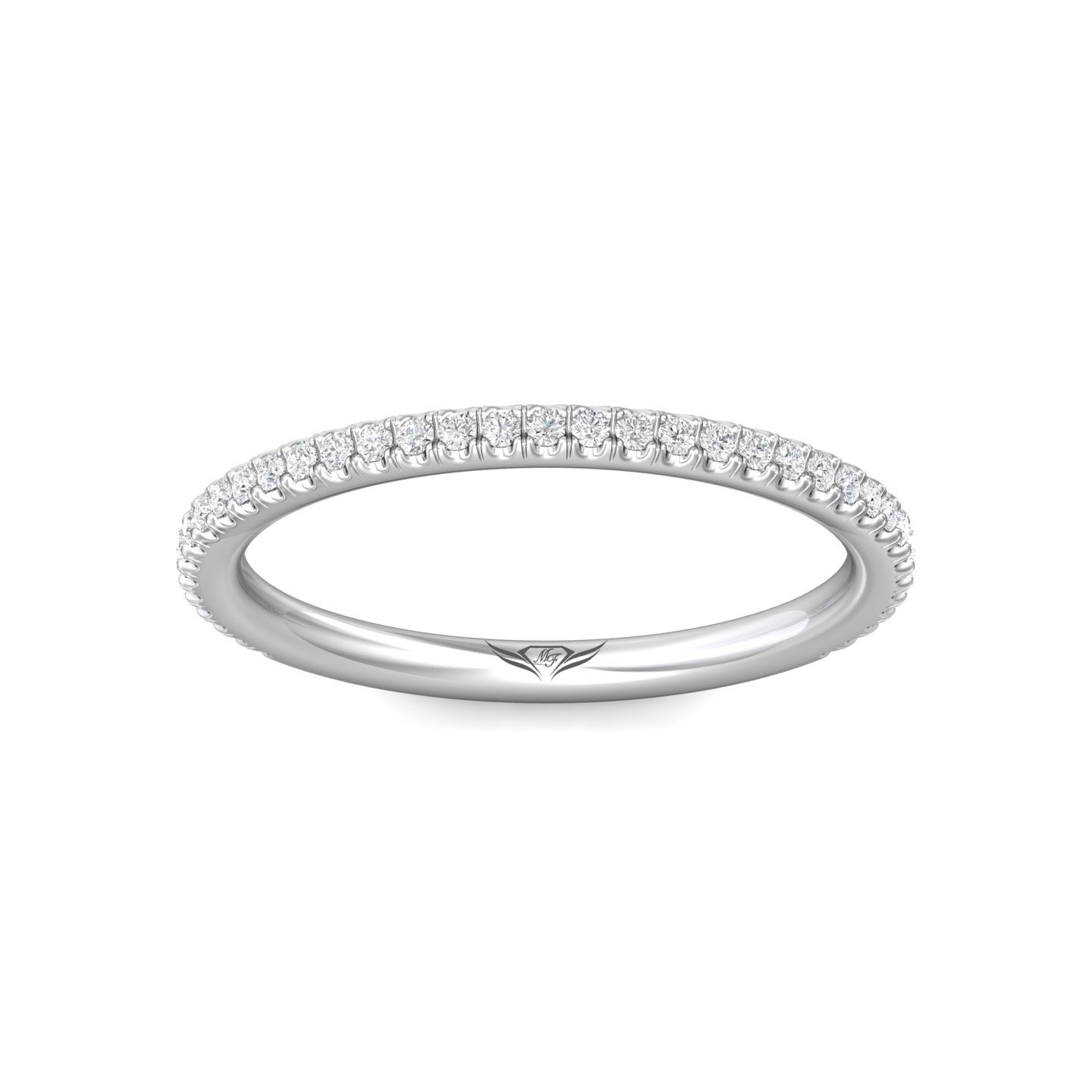 14K White Gold Diamond Wedding Band
