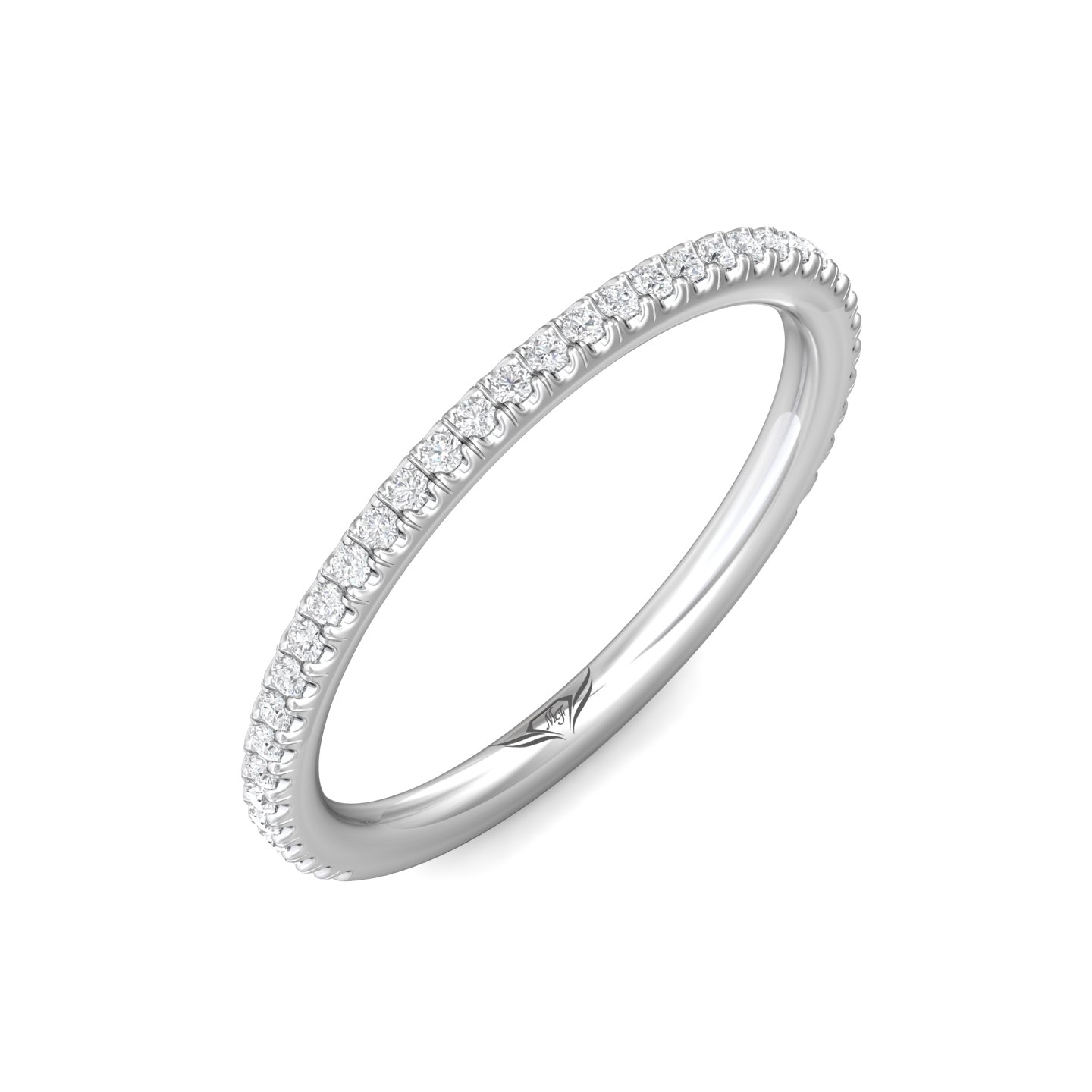 14K White Gold Diamond Wedding Band