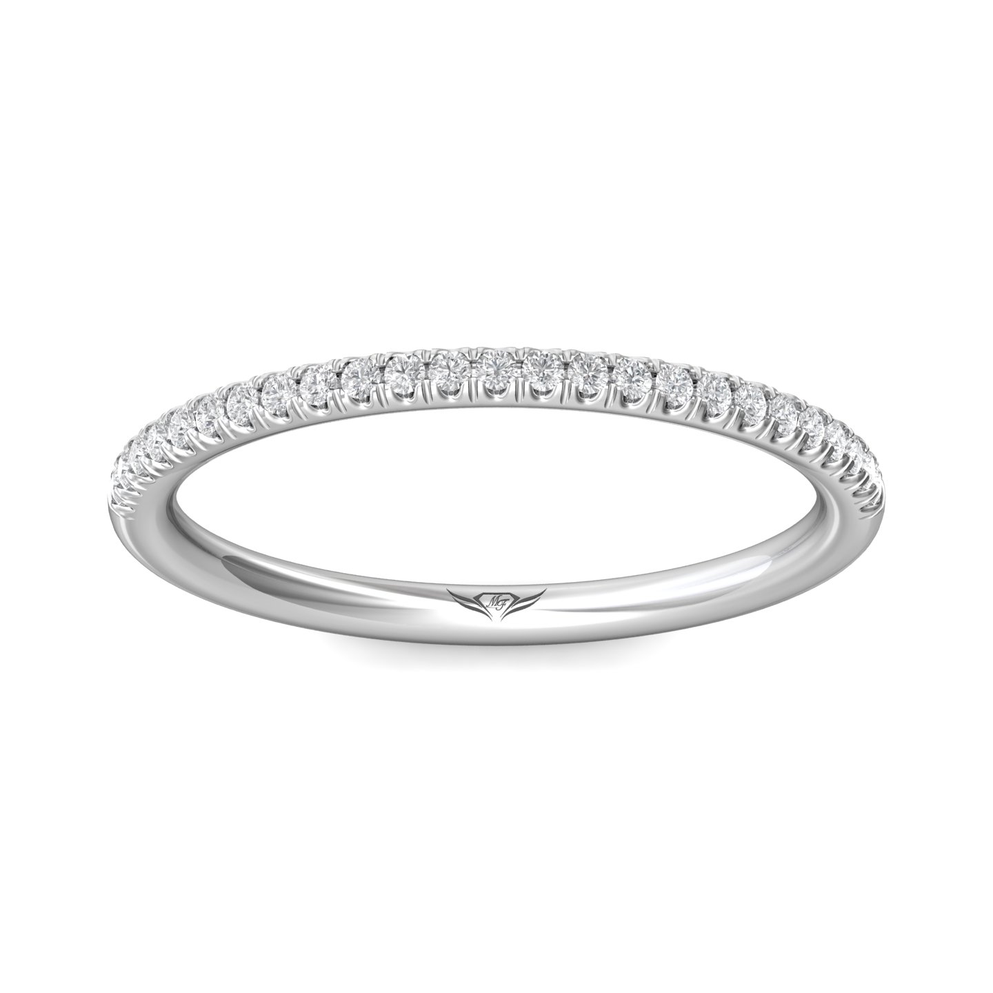 14K White Gold Diamond Wedding Band