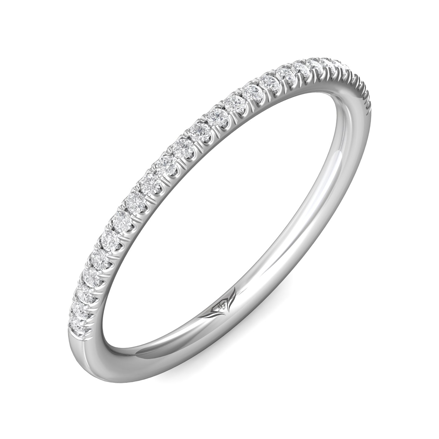 14K White Gold Diamond Wedding Band
