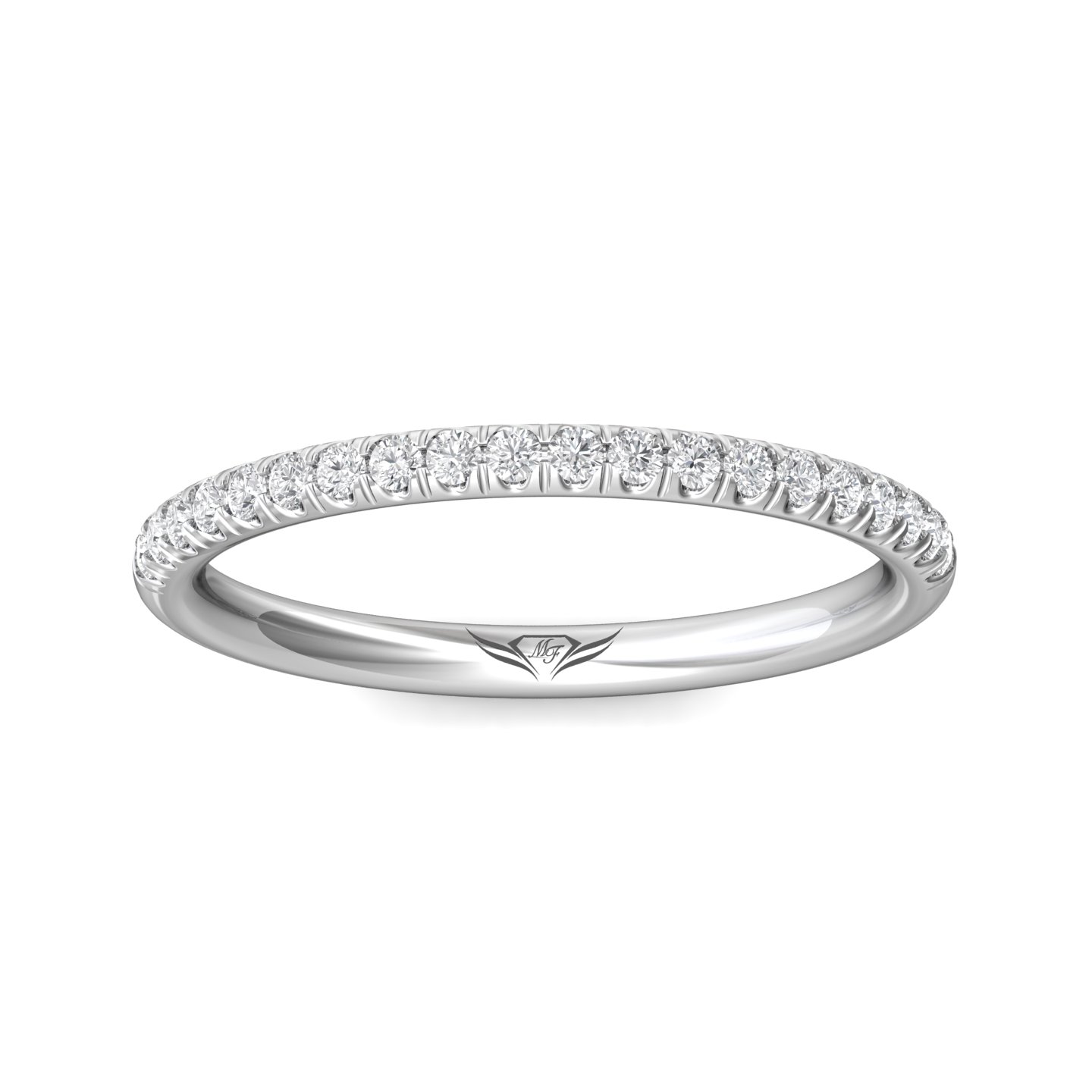 14K White Gold Diamond Wedding Band