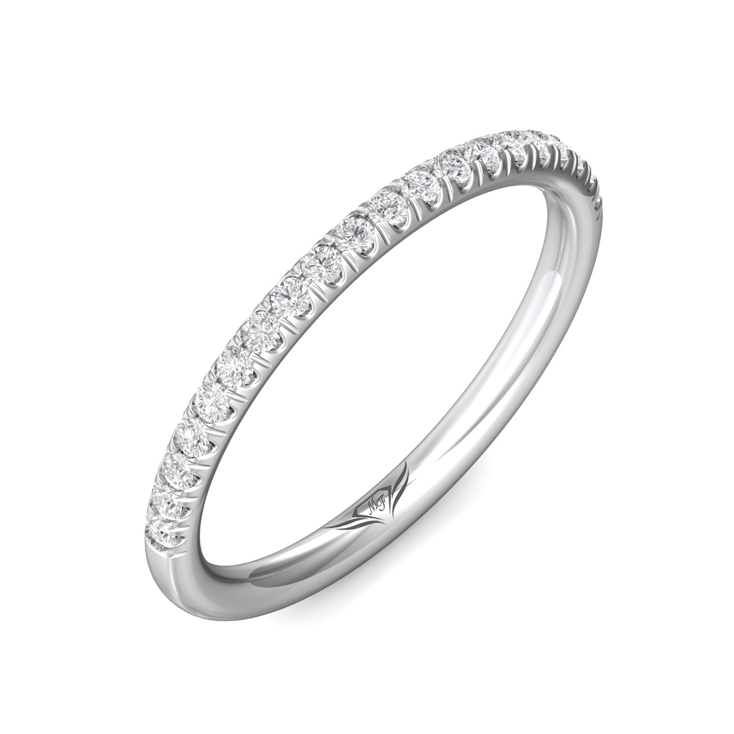 14K White Gold Diamond Wedding Band