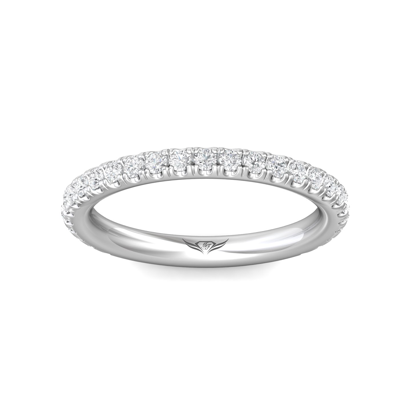 14K White Gold Diamond Wedding Band