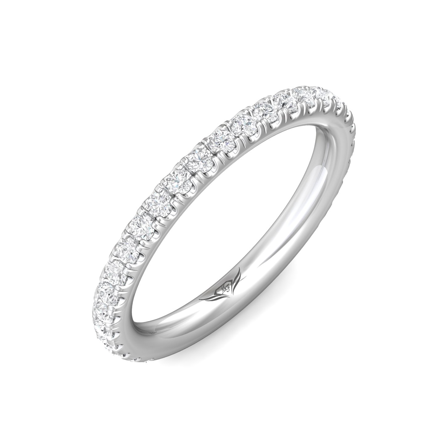 14K White Gold Diamond Wedding Band