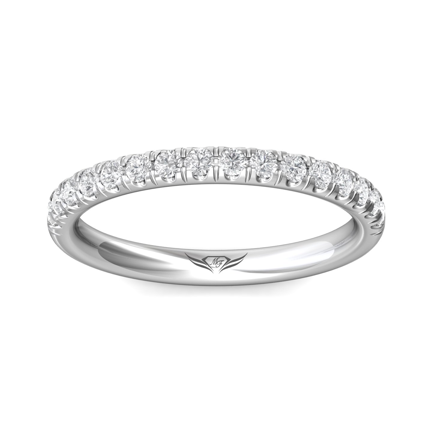 14K White Gold Diamond Wedding Band