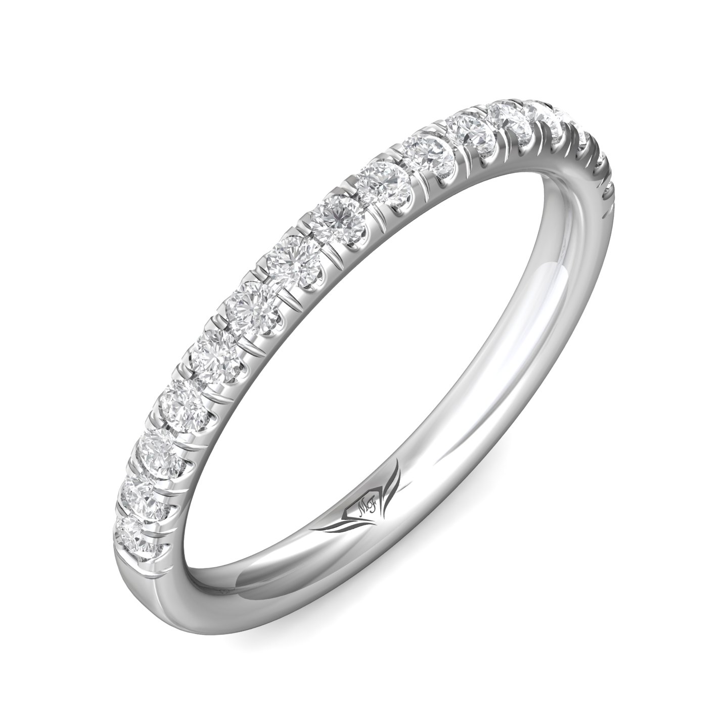 14K White Gold Diamond Wedding Band