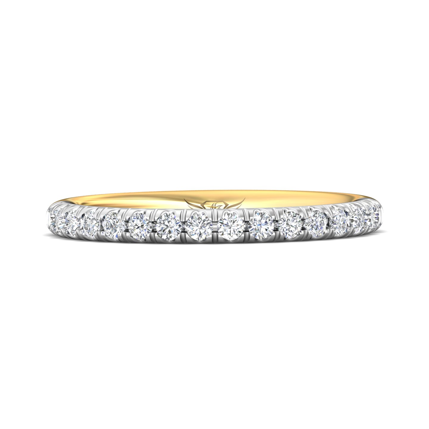 14K Yellow and White Gold Diamond Wedding Band