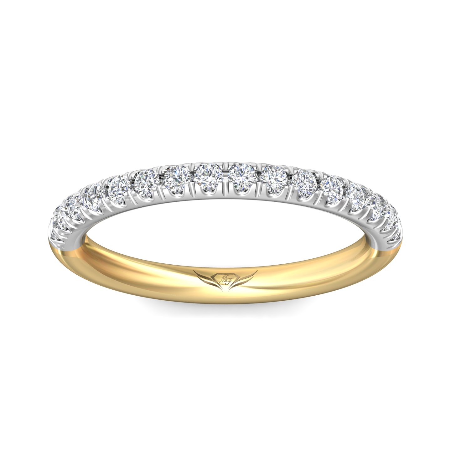 14K Yellow and White Gold Diamond Wedding Band