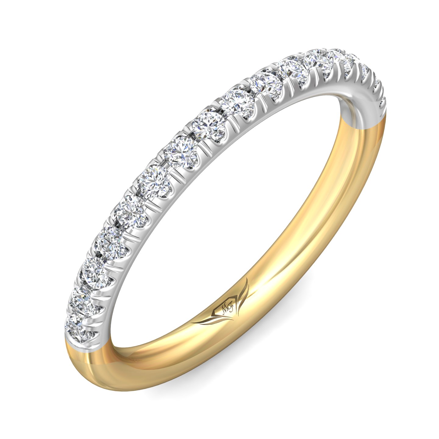 14K Yellow and White Gold Diamond Wedding Band