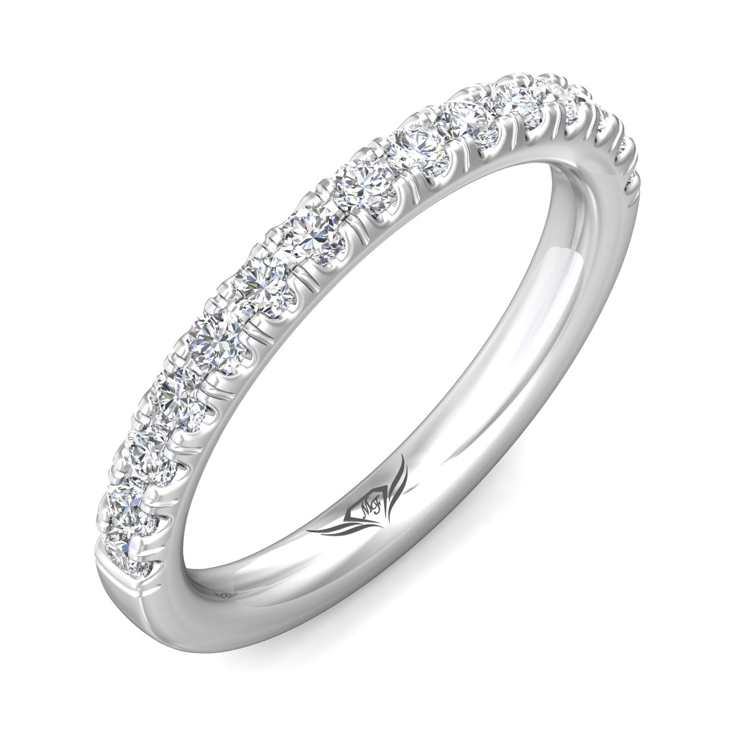 14K White Gold Diamond Wedding Band