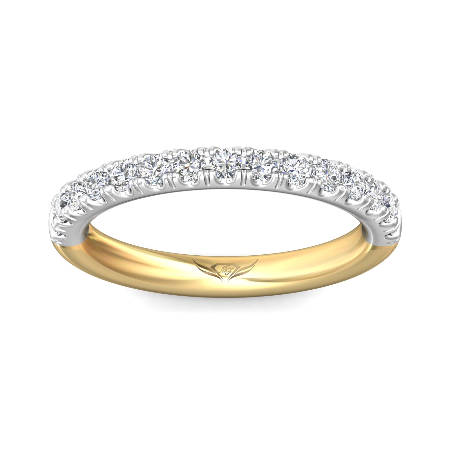 14K Yellow and White Gold Diamond Wedding Band