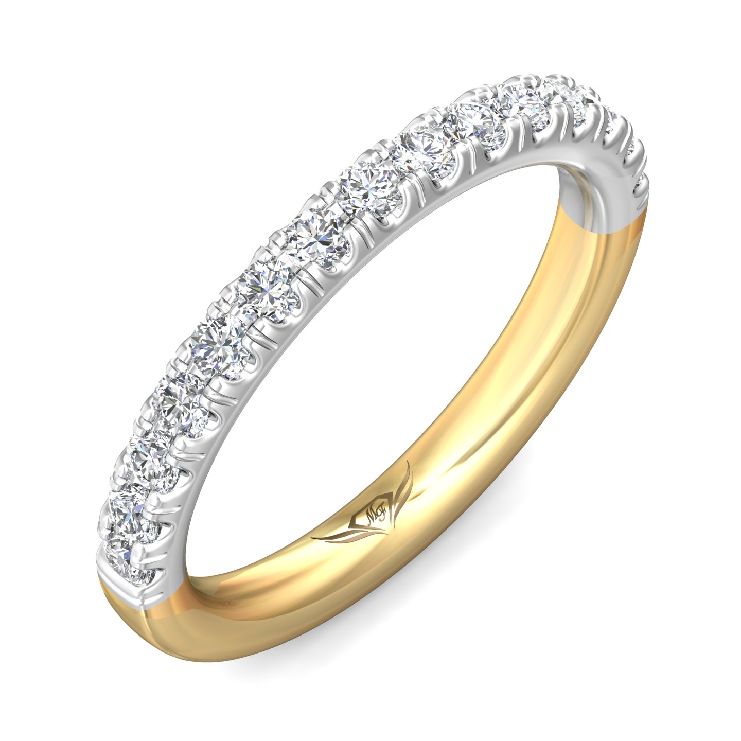 14K Yellow and White Gold Diamond Wedding Band