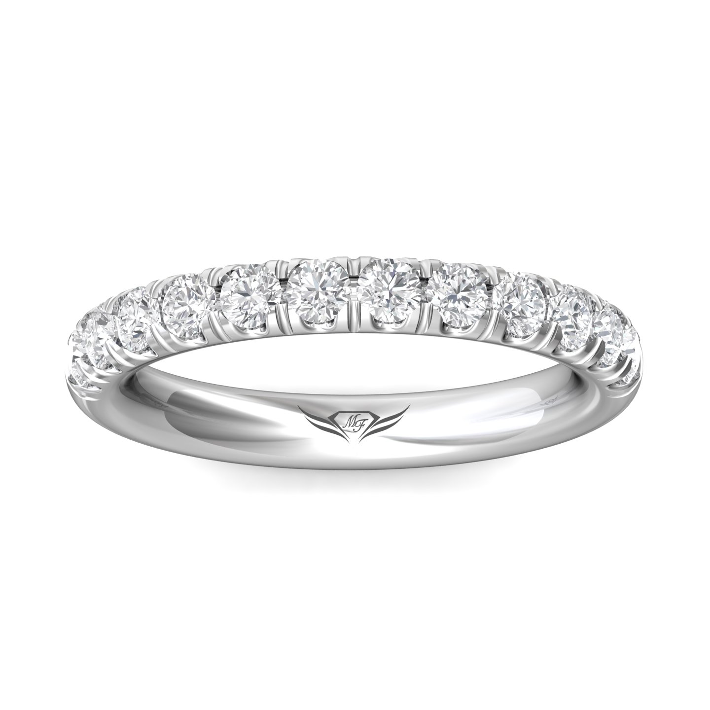 14K White Gold Diamond Wedding Band