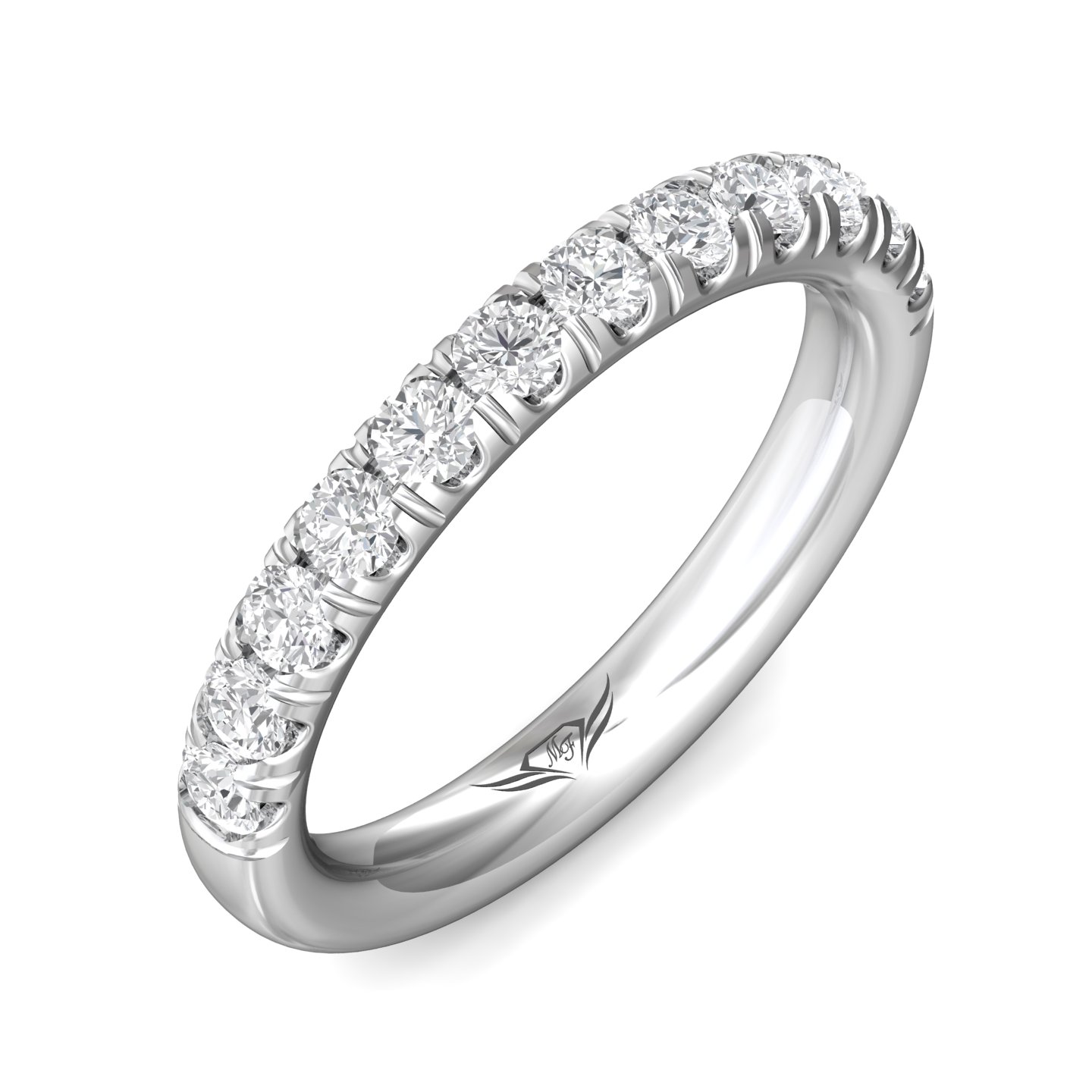 14K White Gold Diamond Wedding Band