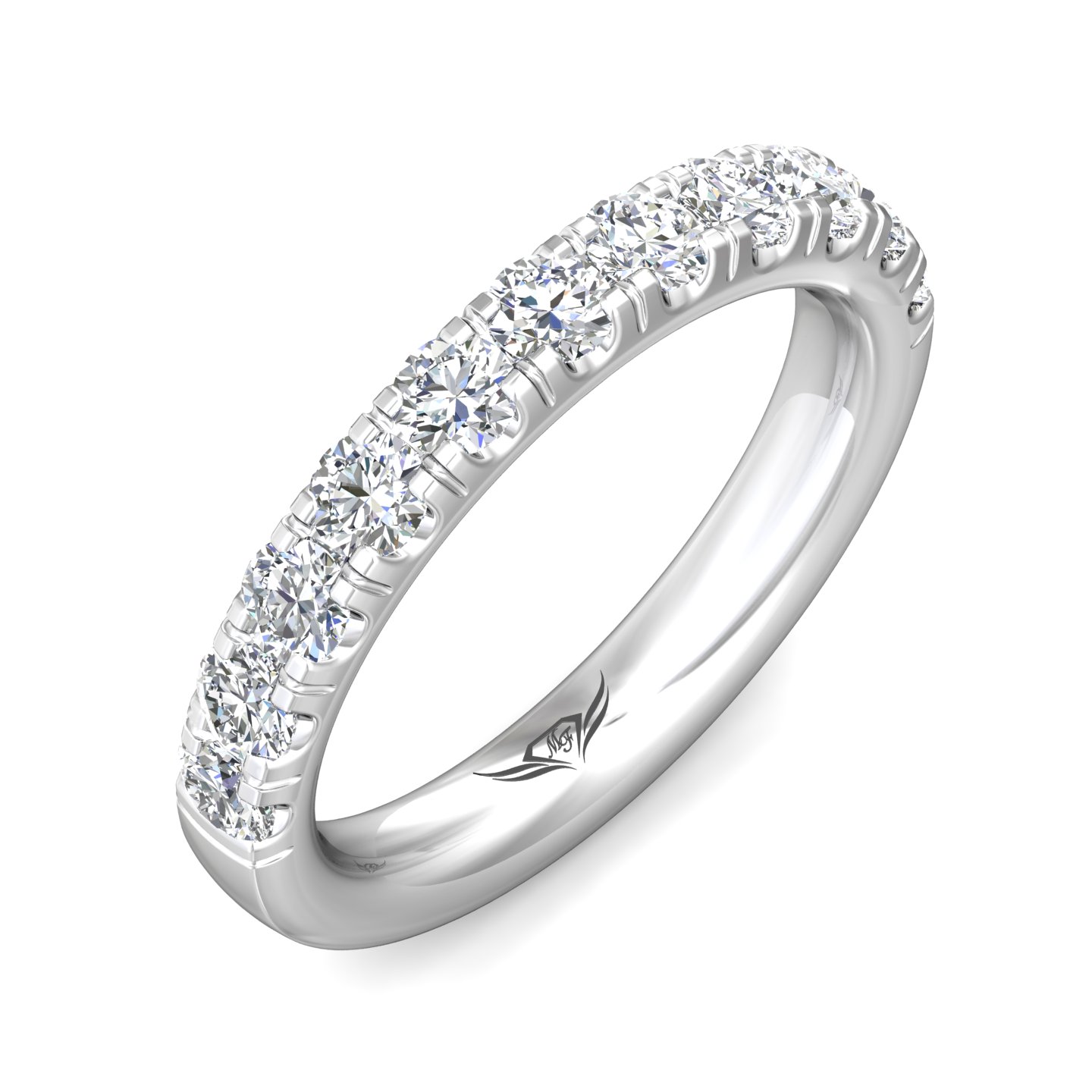 14K White Gold Diamond Wedding Band